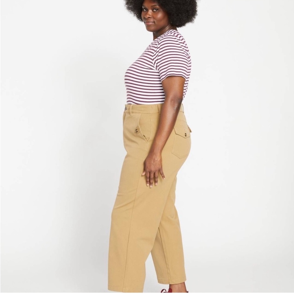 UNIVERSAL STANDARD NWT casual stretch twill pants in khaki trouser 0/00, 4XS